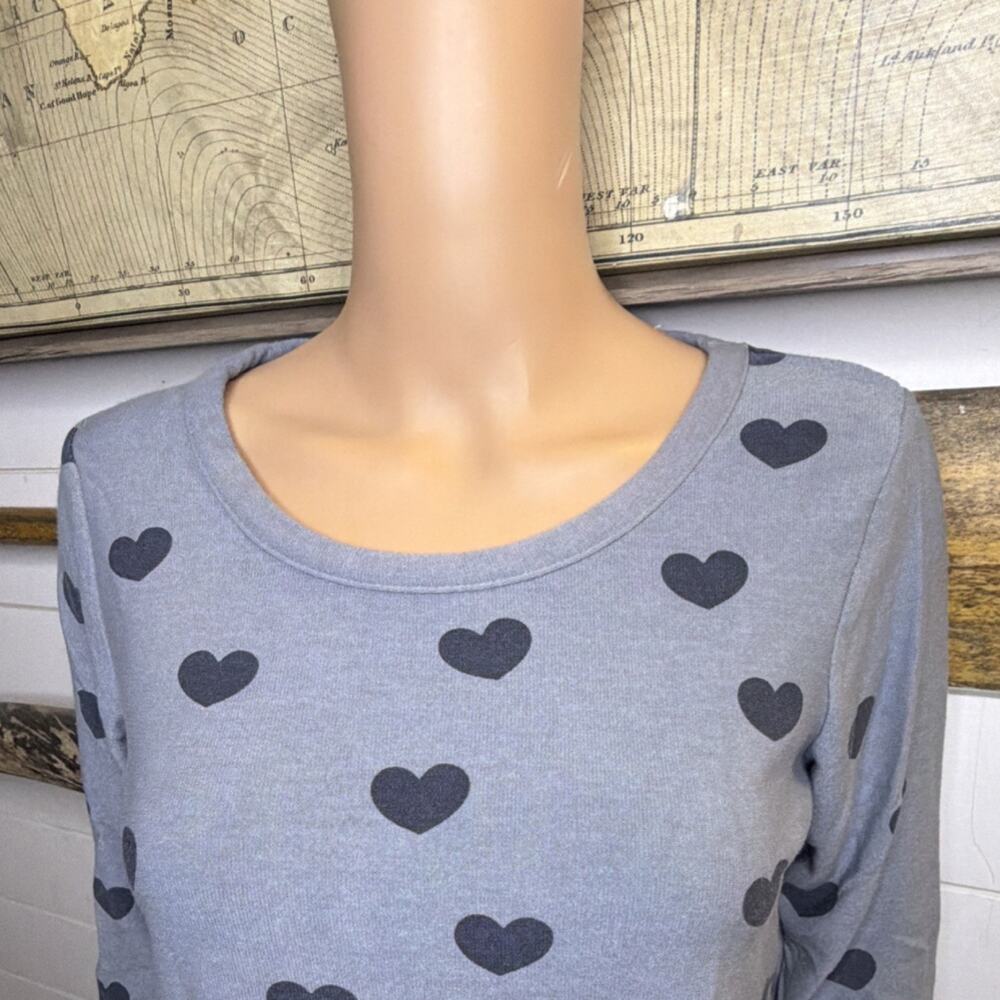 chasor pullover sweater blue heart print s - Picture 3 of 4